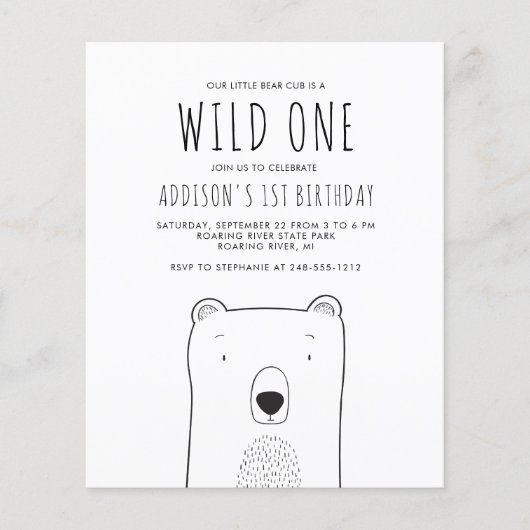 Begroting Rustisch Beer Wilde 1 1e verjaardag Uitn (Voorkant)