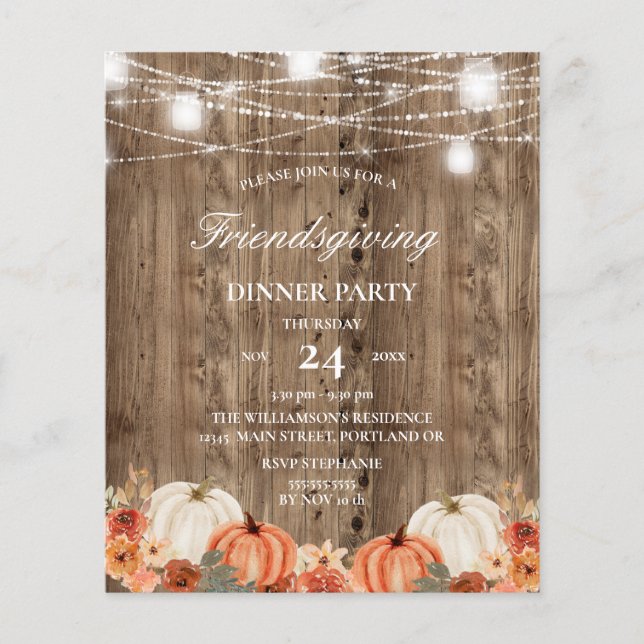 Begroting Rustisch hout Floral Friendsgiving (Voorkant)