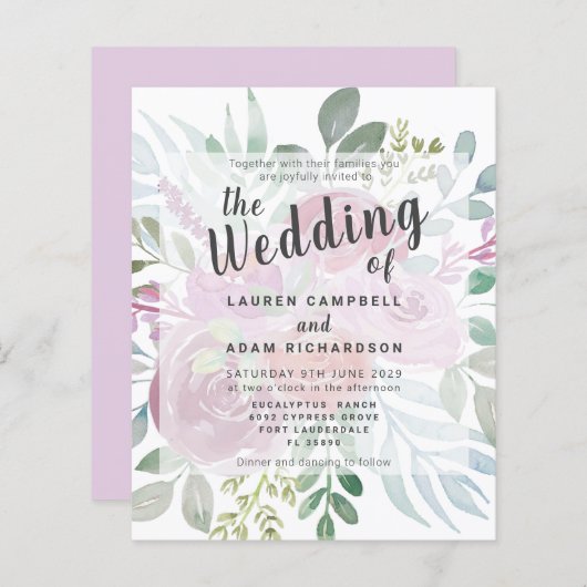 Begroting Rustisch Roos Stusty Pink Wedding Invita (Voorkant / Achterkant)