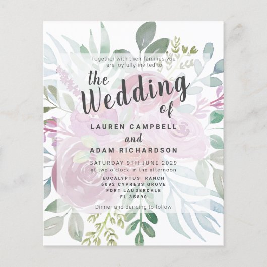 Begroting Rustisch Roos Stusty Pink Wedding Invita (Voorkant)