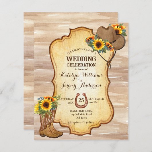 Begroting Rustische cowboylaarzen en pet met zonne (Voorkant / Achterkant)