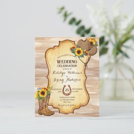 Begroting Rustische cowboylaarzen en pet met zonne (Staand voorkant)