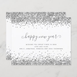 Begroting Silver Glitter Borders Happy New Year Ka