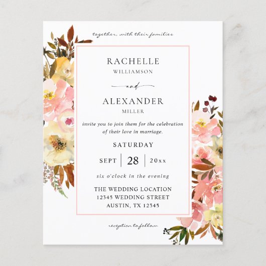 Begroting Snoep Roze en Gele Floral 2 Weddenschap Flyer (Voorkant)