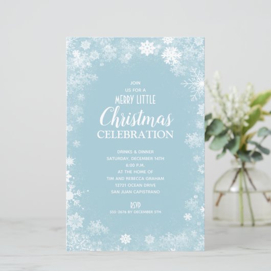 Begroting Snowflake Blue Kerstmis Holiday nodigt u (Staand voorkant)