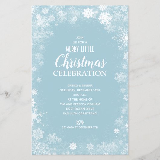 Begroting Snowflake Blue Kerstmis Holiday nodigt u (Voorkant)