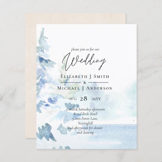 BEGROTING Snowy Mountains Winter Lake Bomen (Voorkant / Achterkant)