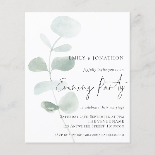 Begroting Soft Eucalyptus Weddenschap Evening (Voorkant)