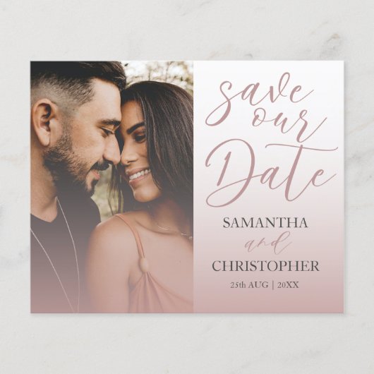 Begroting sparen de Datum Roze Fotobruiloft (Voorkant)