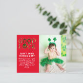 Begroting St Patrick's Day Greeting PHOTO-kaarten Briefkaart (Staand voorkant)