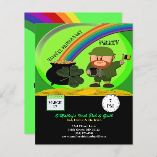 Begroting St Patrick's Day Leprechaun, Pot Gold Pa (Voorkant / Achterkant)