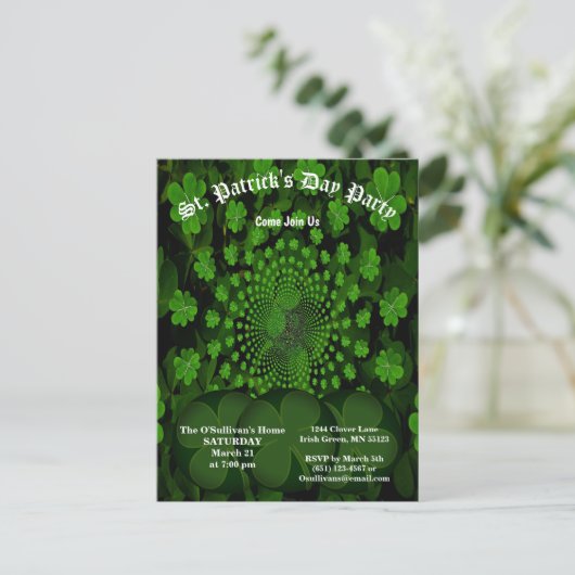 Begroting St Patrick's Day Party Clover Kaleidosco Briefkaart (Staand voorkant)