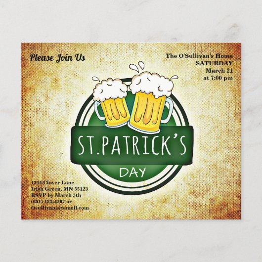Begroting St Patrick's Day Party Irish Brew Paper (Voorkant)