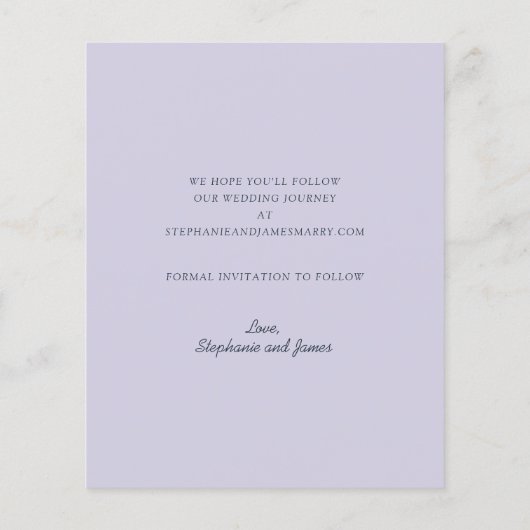 Begroting Stamblauw Paars Floral sla de Kaart Datu (Achterkant)