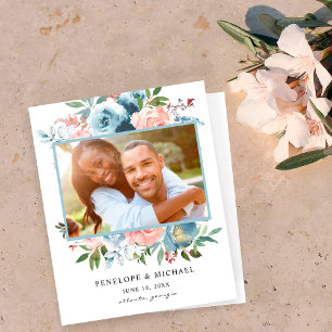 Begroting Stamblauwe roze Floral sparen de datum