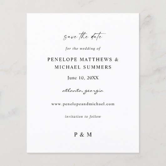 Begroting Stamblauwe roze Floral sparen de datum (Achterkant)