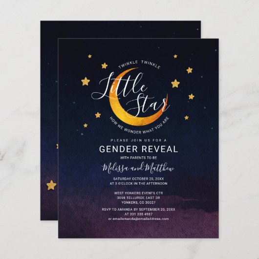 Begroting Stars en Moon Gender Publication Uitnodi (Voorkant / Achterkant)