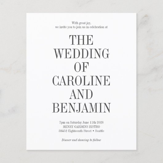 Begroting Stijlvolle klassieke uitnodiging voor we (Voorkant)