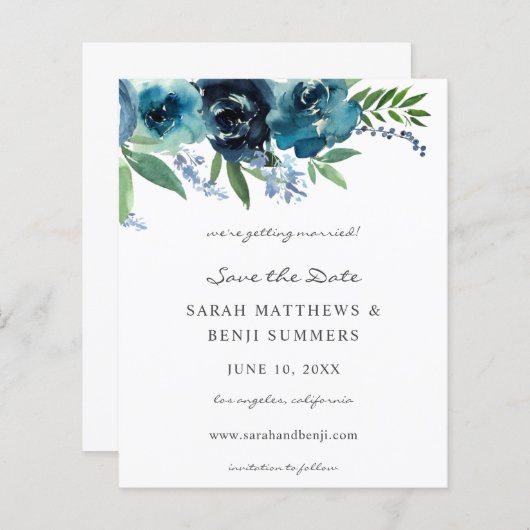 Begroting Stusty Blue 2 Floral Save the Date 2 (Voorkant / Achterkant)