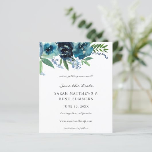 Begroting Stusty Blue 2 Floral Save the Date 2 (Staand voorkant)