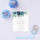 Begroting Stusty Blue 2 Floral Save the Date 2 Flyer (Enkel)