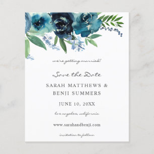 Begroting Stusty Blue 2 Floral Save the Date 2 Flyer