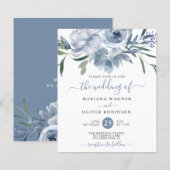 Begroting Stusty Blue Waterverf Floral Wedding (Voorkant / Achterkant)