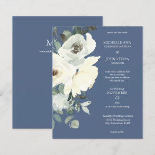 Begroting Stusty Blue & White op Blue Floral Weddi