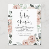 Begroting Stusty Pink Baby shower Floral Uitnodigi Flyer (Voorkant)