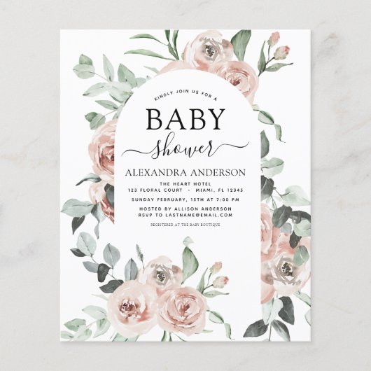 Begroting Stusty Pink Baby shower Florence Flyer (Voorkant)