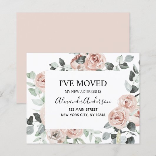 Begroting Stusty Pink Floral Moving Announge (Voorkant / Achterkant)