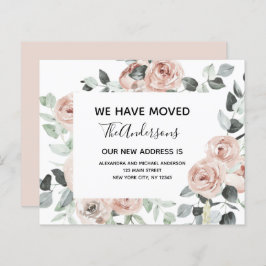 Begroting Stusty Pink Floral Moving Announge