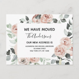 Begroting Stusty Pink Floral Moving Announge Briefkaart