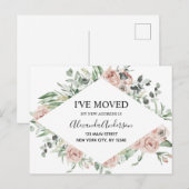 Begroting Stusty Pink Floral Moving Announge Briefkaart (Voorkant / Achterkant)