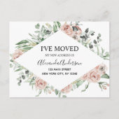 Begroting Stusty Pink Floral Moving Announge Briefkaart (Voorkant)