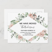 Begroting Stusty Pink Floral Moving Announge Briefkaart (Voorkant / Achterkant)