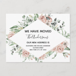 Begroting Stusty Pink Floral Moving Announge Briefkaart