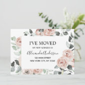 Begroting Stusty Pink Floral Moving Announge Kaart (Staand voorkant)