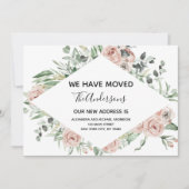 Begroting Stusty Pink Floral Moving Announge Kaart (Voorkant)