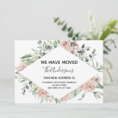 Begroting Stusty Pink Floral Moving Announge Kaart (Staand voorkant)