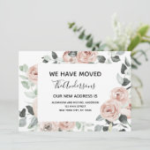 Begroting Stusty Pink Floral Moving Announge Kaart (Staand voorkant)