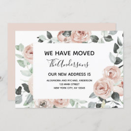 Begroting Stusty Pink Floral Moving Announge Kaart