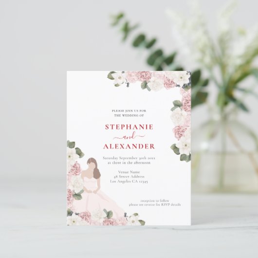 Begroting Stusty Pink Florals Bride Motif (Staand voorkant)