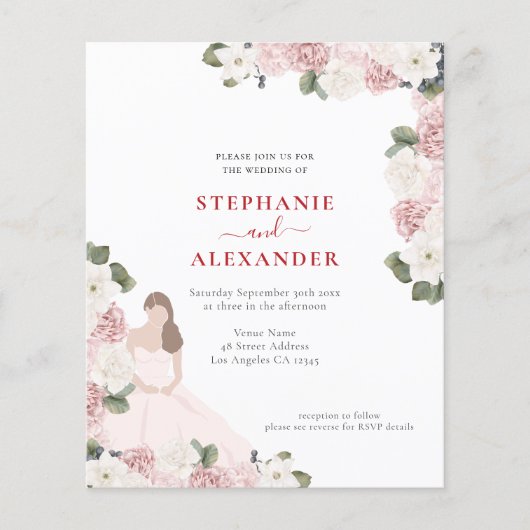 Begroting Stusty Pink Florals Bride Motif (Voorkant)