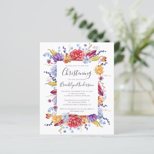 Begroting Succulent Christening Uitnodiging (Staand voorkant)