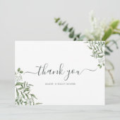 Begroting Succulent Eucalyptus Leaves Wedding Bedankkaart (Staand voorkant)