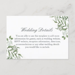Begroting Succulent Eucalyptus Leaves Wedding Informatiekaartje