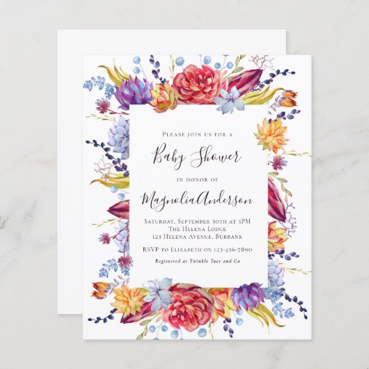 BEGROTING Succulente uitnodiging tot het indienen (Voorkant / Achterkant)