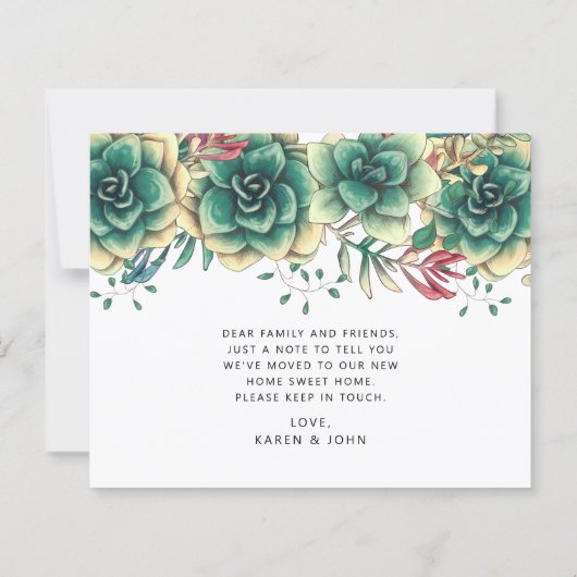 Begroting Succulents Hens Chicks Moving Announge (Achterkant)