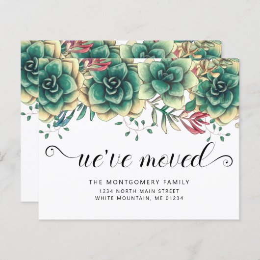 Begroting Succulents Hens Chicks Moving Announge (Voorkant / Achterkant)